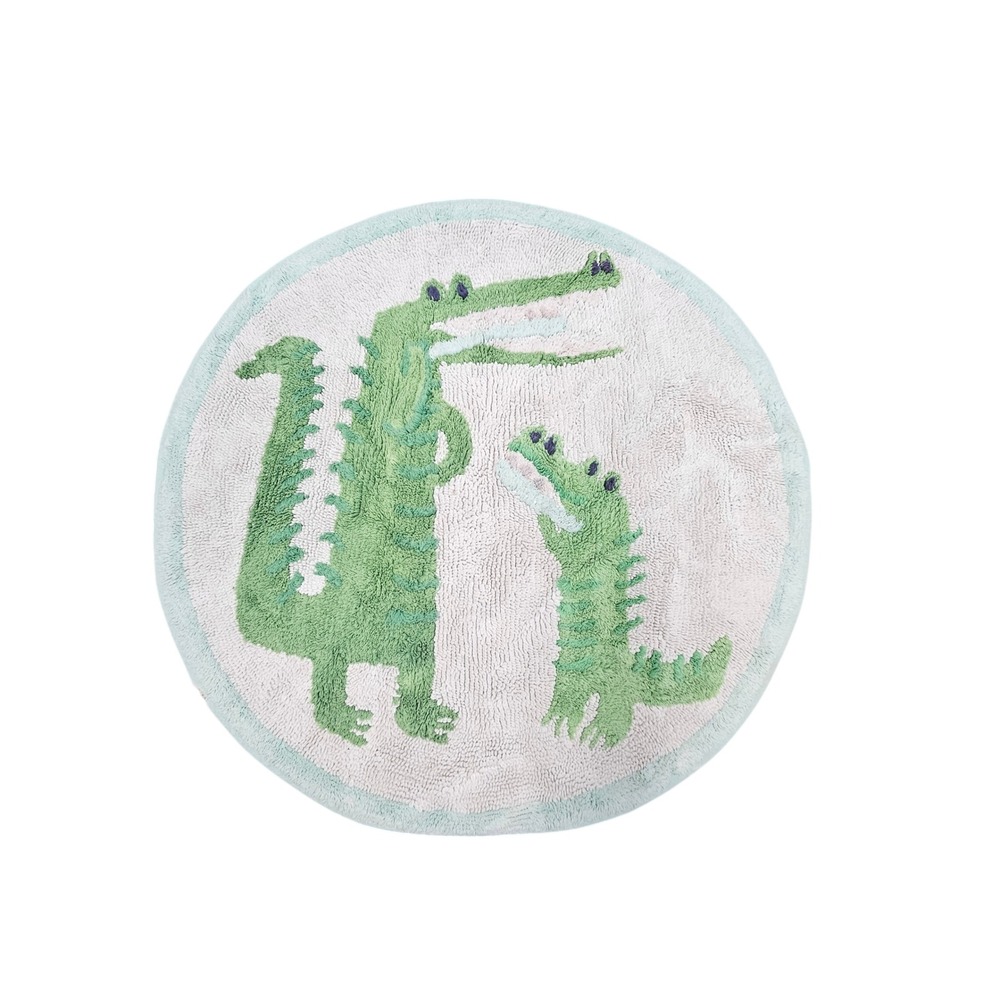 Pottery Barn Kids Bath Rug Kids 28in Green Alligator Round Cotton Tufted Mat